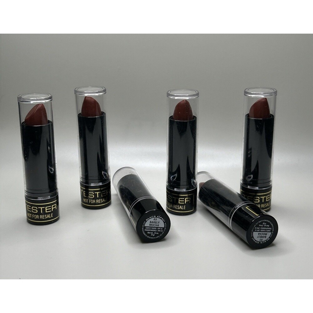 6x BLK/ OPL LipStick Barely Mocha Simply Sheer SPF 15 Black Opal Tester Vintage